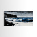 Ocean Waves, Coastal Scene, Monochrome Seascape, Framed Canvas Print, Beach House Decor, Minimalist Ocean Art, Modern Wall Art