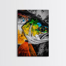 Vibrant Fish Art, Abstract Ocean Decor, Blue Yellow Green, Coastal Wall Art, Nautical Home Decor, Beach House Art, Framed Canvas Print