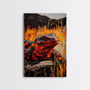 Fiery Lizard, Wildlife Art, Reptile Painting, Nature Wall Art, Rustic Decor, Warm Tones, Fall Wall Art, Living Room Art, Framed Canvas Print