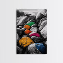 Vibrant Stones, Colorful Art, Modern Abstract, Nature Inspired, Coastal Wall Art, Unique Home Decor, Statement Piece, Framed Canvas Print