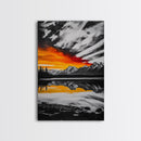 Fiery Sunset, Mountain Reflection, Canvas Print, Lake Wall Art, Nature Photography, Rustic Decor, Living Room Art, Fall Color Palette