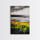 Golden Meadow, Wild Grasses, Tranquil Beach, Framed Canvas Print, Nature Wall Art, Fall Decor, Minimalist Landscape