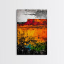Desert Mesa, Western Landscape, Bold Color Wall Art, Sunset Painting, Southwest Decor, Bohemian Style, Framed Canvas Print