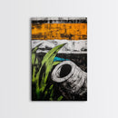 Modern Abstract Art, Black White Orange, Framed Canvas Print, Contemporary Wall Art, Bold Home Decor, Large Painting, Office Wall Art