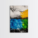 Abstract Landscape, Blue and Yellow Modern Painting, Minimalist Nature Art, Framed Canvas Print, Living Room or Office Wall Decor