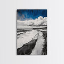 Sandy Path, Tranquil Beach Wall Art, Minimalist Coastal Home Decor, Nature Landscape Print, Ocean Retreat, Framed Canvas Print