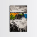 Abstract Ocean, Colorful Waves, Modern Seascape, Framed Canvas Print, Coastal Wall Art, Beach House Decor, Large Wall Art, Sunset Painting