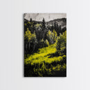 Forest Glow, Golden Trees, Nature Wall Art, Canvas Print, Mountain Landscape, Woodland Scene, Autumn Decor, Cabin Home Style, Moody Tones