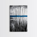 Tall Grass, Serene Lake View, Minimalist Coastal Art, Black White Landscape, Contemporary Home Decor, Canvas Print