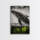 Humpback Whale, Ocean Wall Art, Framed Canvas Print, Black and White Art, Nautical Decor, Beach House Art, Coastal Wall Art