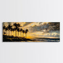 Golden Beach Sunset, Coastal Wall Art, Framed Canvas Print, Tropical Home Decor, Relaxing Seascape, Living Room Wall Art, Ocean Sunset Art