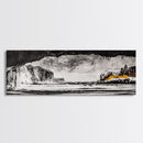 Frozen Cave, Monochrome Landscape, Framed Canvas Print, Winter Wall Art, Dramatic Nature Scene, Home Office Decor, Unique Black and White Art