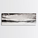 Snowy Lake Scene, Minimalist Landscape, Framed Canvas Print, Winter Wall Art, Serene Home Decor, Modern Office Art, Monochrome Nature Painting