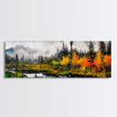 Misty Forest, River Reflection, Fall Foliage, Canvas Print, Cabin Wall Art, Nature Inspired Decor, Rustic Living Room Art