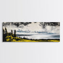 Scenic Overlook, Serene Bay, Landscape Art, Framed Canvas Print, Nature Wall Art, Home Office Decor, Modern Rustic, Coastal View