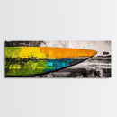 Abstract Surfboard, Bold Colors, Beach House Art, Framed Canvas Print, Tropical Wall Art, Coastal Decor, Boho Vibes, Surfing Gift