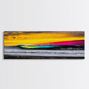 Ocean Wave, Sunset Beach Art, Vibrant Seascape, Coastal Decor, Surfer Gift, Blue and Yellow, Modern Wall Art, Canvas Print
