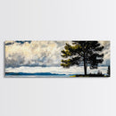 Scenic Tree, Nature Landscape Painting, Coastal Art Print, Living Room Wall Art, Tranquil Home Decor, Framed Canvas Print, Gift Idea
