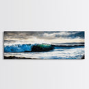 Powerful Ocean Wave, Realistic Seascape Art, Blue Water Wall Decor, Coastal Living Room Art, Surfer Beach Print, Framed Canvas Print