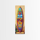 Surfboard, Floral, Bright, Tropical - Canvas Print, Surfboard Wall Art, Beach House Decor, Tropical Living Room Accent, Summer Art Print