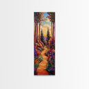 Forest Trail, Autumn Trees, Vibrant Nature Pathway, Fall Wall Art, Whimsical Landscape Style, Entryway Decor, Canvas Print