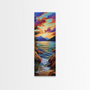 Sunset Lake, Vibrant Sky, Mountain View, Tranquil Nature Scene, Framed Canvas Print, Rustic Cabin Wall Art, Peaceful Decor