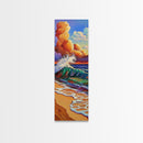 Wave Surf, Sunset, Canvas Print, Vibrant crashing wave at sunset painting, beach lover decor, bold coastal art, beach house wall art