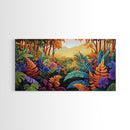 Jungle, Colorful, Leaves, Bold tropical jungle scene with vibrant foliage and golden sunlight, Canvas Print, boho bedroom wall art