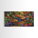 Jungle Waterfall, Floral, Vivid, Canvas Print, Botanical Wall Art, Tropical Home Decor, Boho Jungle Artwork, Bathroom Accent Piece
