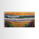 Ocean Sunset, Waves, Coastal, Canvas Print, ocean waves at sunset, Coastal Wall Art, vibrant seascape decor, beach house art