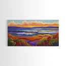 Sunset Ocean, Landscape, Canvas Print, Serene Seascape Painting, Colorful Beach Wall Art, Tranquil Nature Home Decor