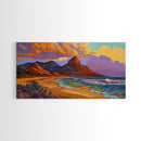 Mountain Desert, Beach, Sunset, Vibrant Desert Mountain Canvas Print, Colorful Southwest Wall Art, Living Room Fall Landscape