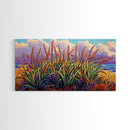 Wheat Grasses, Coastal, Sunrise, Canvas Print rustic boho kitchen wall art, country field beach decor, nature inspired autumn artwork