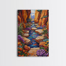 Desert Oasis, Wildflower Stream, Canyon Art, Boho Decor, Eclectic Home Style, Kitchen Wall Art, Canvas Print, Colorful Nature Painting