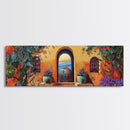 Spanish Courtyard Art, Terracotta Walls, Framed Canvas Print, Vibrant Southwest Decor, Patio Wall Art, Mediterranean Boho Style