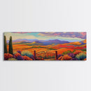 Mountain Sunset View, Western Hillside, Country Valley Gate, Framed Canvas Print, Fall Landscape Art, Rustic Farmhouse Decor