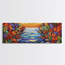 Autumn River Glow, Fall Leaf Reflections, Vibrant Nature Scene, Framed Canvas Print, Rustic Wall Art, Entryway or Dining Room Decor