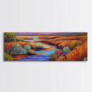 Autumn River Landscape, Colorful Nature Scene, Southwest Wall Art, Framed Canvas Print, Fall Living Room Decor, Warm Tones