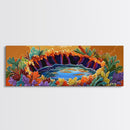 Autumn Oasis, Colorful Pond, Nature Fantasy, Framed Canvas Print, Fall Wall Art, Botanical Bedroom Decor, Vibrant Landscape Painting