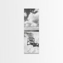 Ocean View Chair, Sandy Dunes, Seaside Retreat, Minimalist Beach, Calm Vibes, Framed Canvas Print, Bedroom Wall Art, Coastal Cottage Style