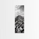 Rocky Jetty, Ocean Horizon, Black and White Seascape, Minimalist Nature, Canvas Print, Neutral Wall Decor, Office Wall Art, Hallway Decor