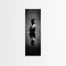 Reflected Loon, Lake Silence, Bird Mirror, Wildlife Art, Moody Black White Framed Canvas Print, Study Nature Wall Decor Minimalist Style