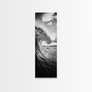 Ocean Wave Curl, Black White Surf, Modern Coastal Art, Bathroom Beach Decor, Framed Canvas Print, Minimalist Wall Style, Living Room Art