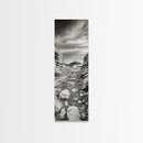 Rocky Coast Path, Serene Ocean View, Minimalist Nature, Framed Canvas Print, Neutral Tones, Beach Art, Hallway Wall Decor, Coastal Home Vibe