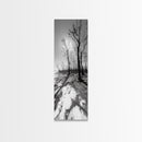 Haunting Tree Silhouettes, Forest Edge, Black White Nature, Desert Trees, Framed Canvas Print, Fall Art, Living Room Wall Art