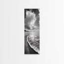 Morning Beach, Shoreline Foam, Coastal Tranquility, Sunrise Horizon, Canvas Print, Beach Wall Art, Bathroom Decor, Seaside Vibes