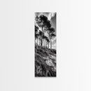 Windy Pines, Cliff Edge, Tree Silhouettes, Canvas Print, Moody Forest Photography, Rustic Cabin Wall Art, Autumn Living Room Decor