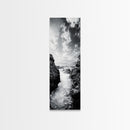 Waterfall Rocks, Mountain Mist, River Flow, Canvas Print, Black And White Landscape Art, Nature Bedroom Decor, Zen Retreat Wall Piece