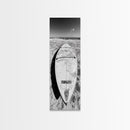 Surfboard On Shore, Beach Lifestyle Decor, Minimal Seascape, Framed Canvas Print, Nautical Bathroom Wall Art, Modern Coastal Vibe
