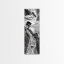 Cliffside Tree, Coastal Path, Nature Landscape, Canvas Print, Monochrome Hiking Trail Art, Boho Entryway or Office Wall Decor